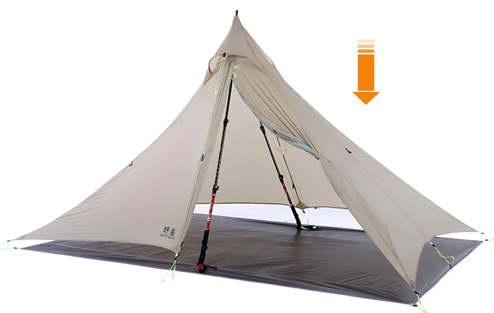 Cheap Goat Tents ASTA Gear Fengyin2  Pyramid 1 2 People Water proof 2 side silicon coating Flysheet Ultralight 4 season Tent Inner Mesh and Poles Tents 